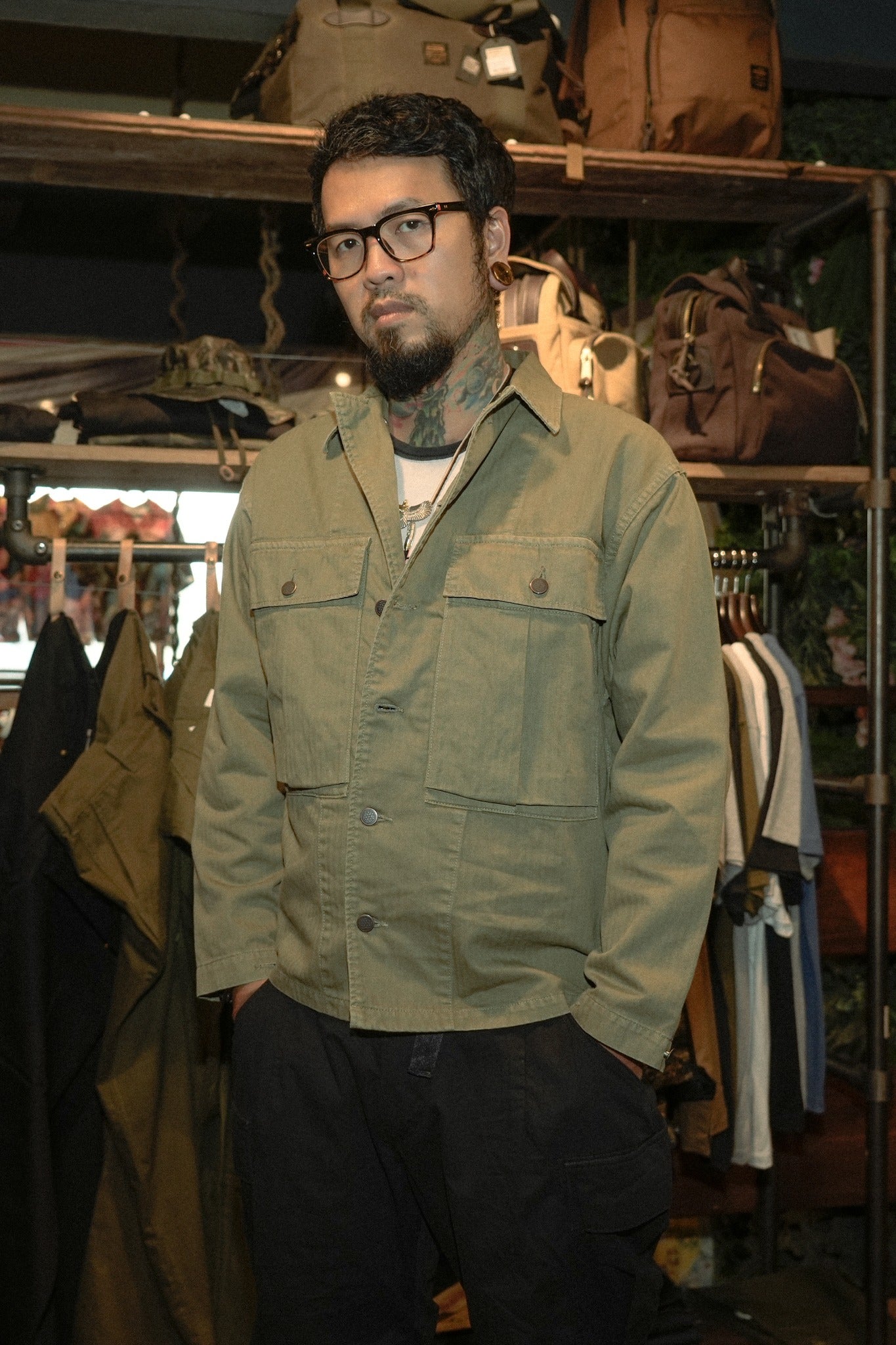 HBT P-43 TYPE STONE-WASH STENCILED JACKET TYPE 2 - GREEN