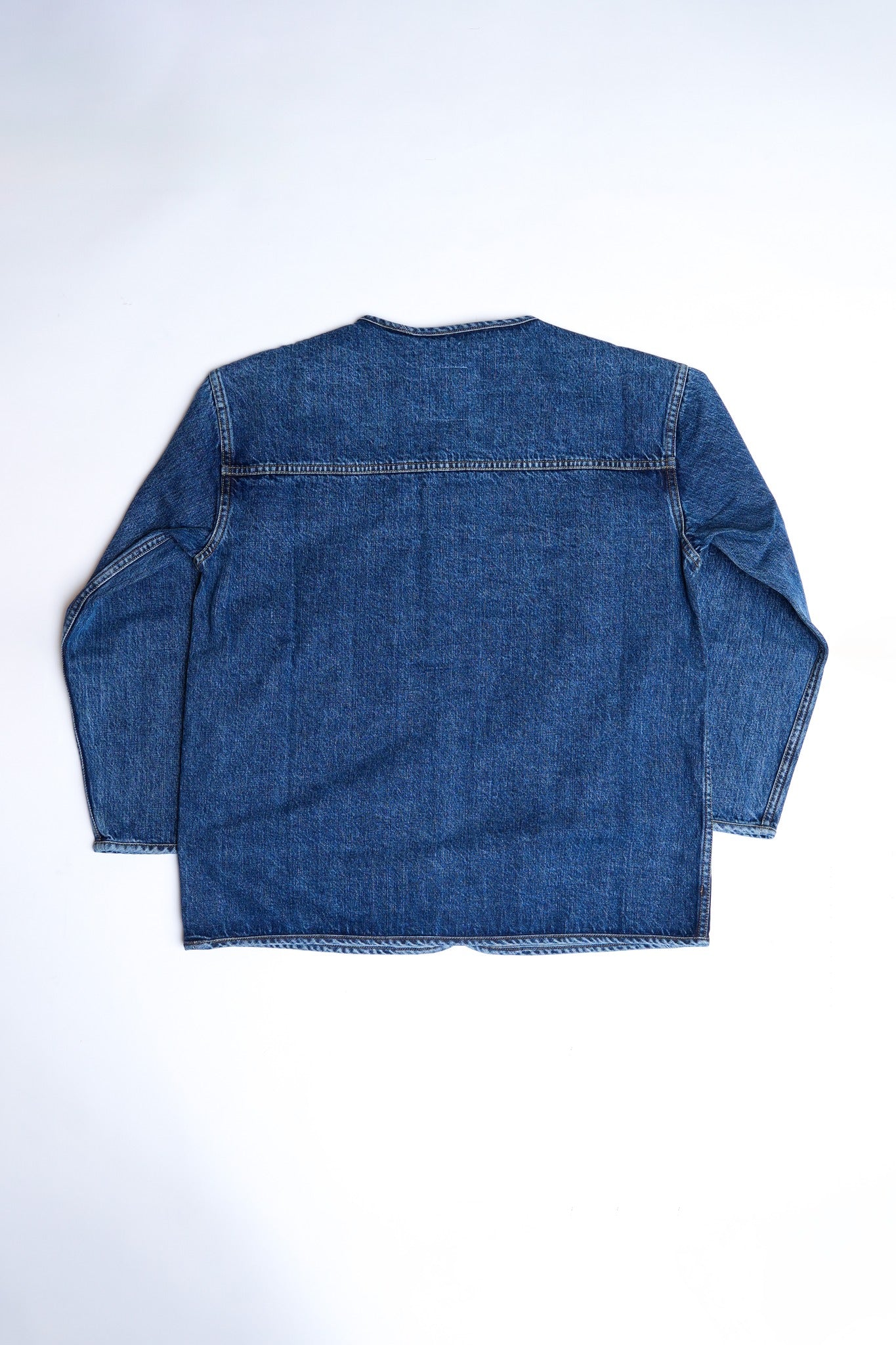 COTTON SELVEDGE DENIM 1ST COLLARLESS JACKET - INDIGO