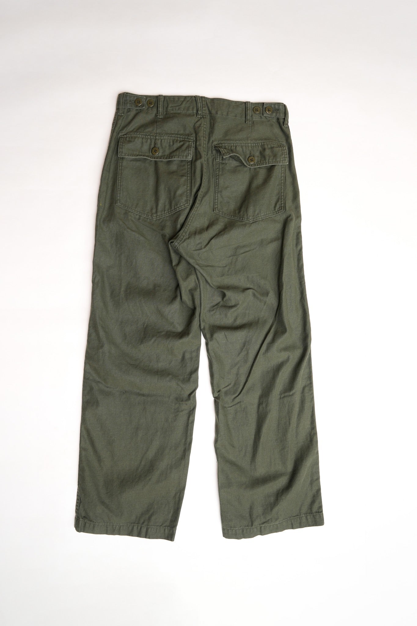 COTTON BACK SATIN OG BAKERS PANT WITH PAINT - GREEN