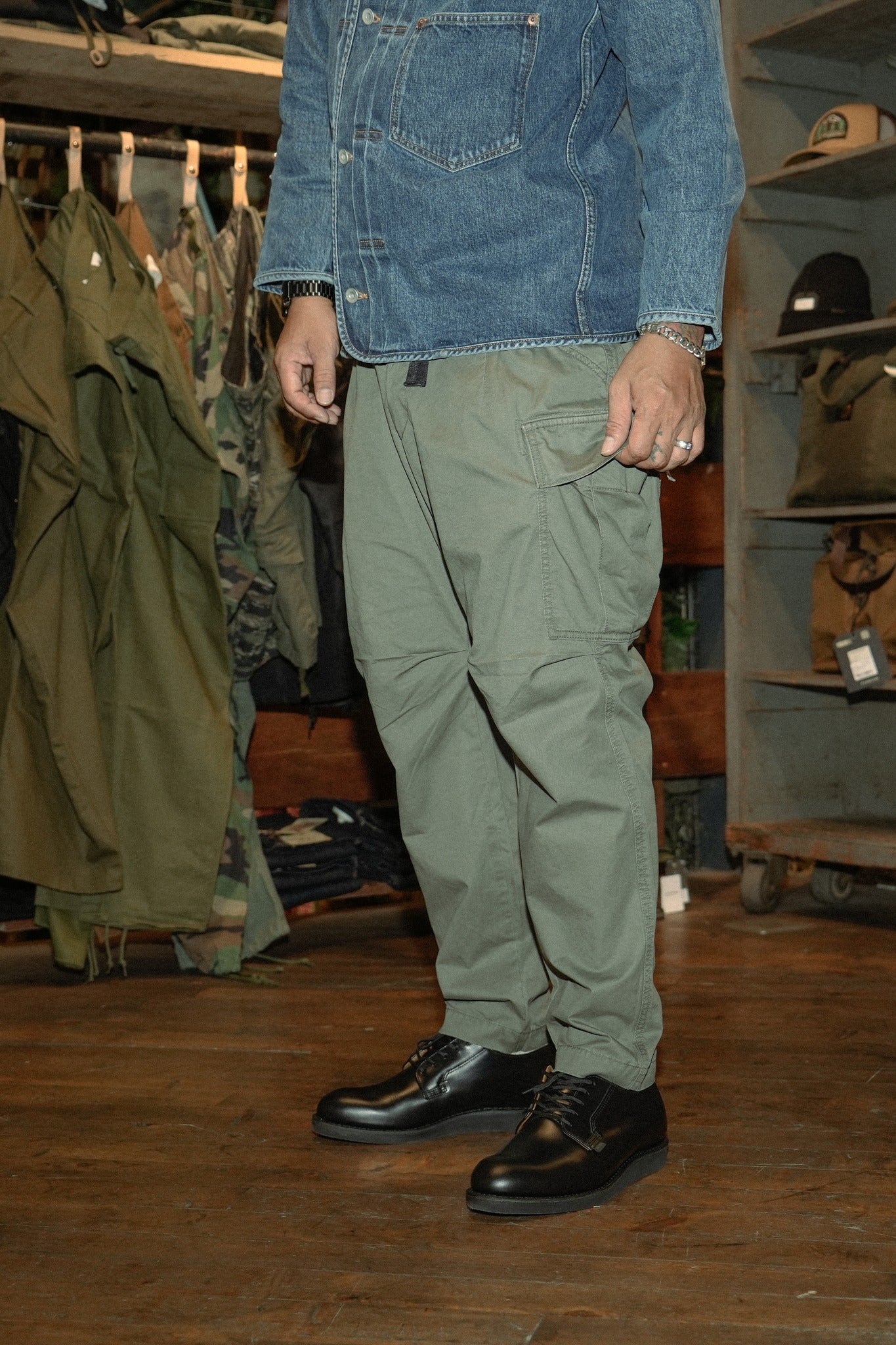 COTTON LIGHT PEACH TWILL JODHPURS STYLE CARGO PANTS TYPE2 - GREEN