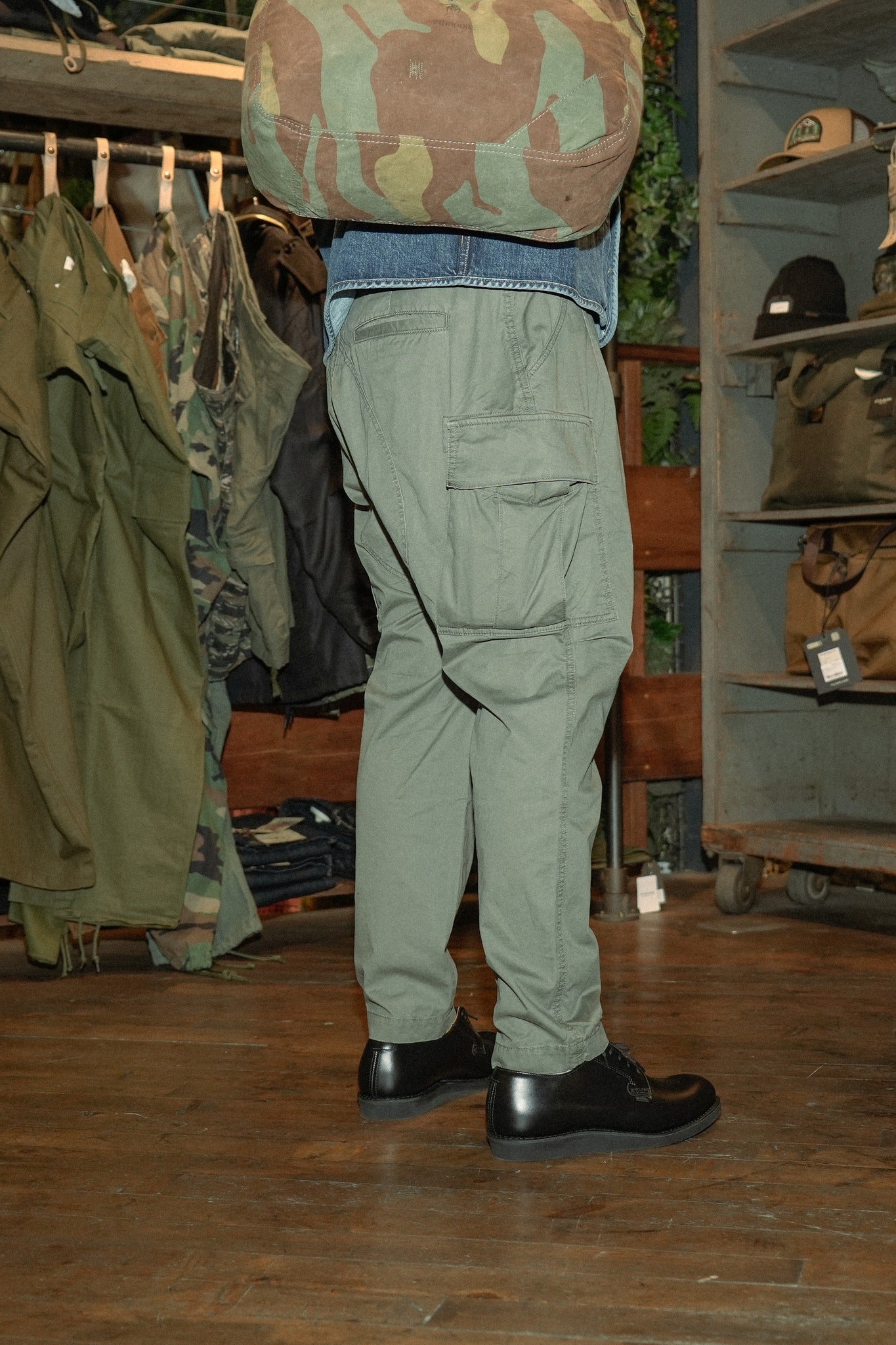 COTTON LIGHT PEACH TWILL JODHPURS STYLE CARGO PANTS TYPE2 - GREEN