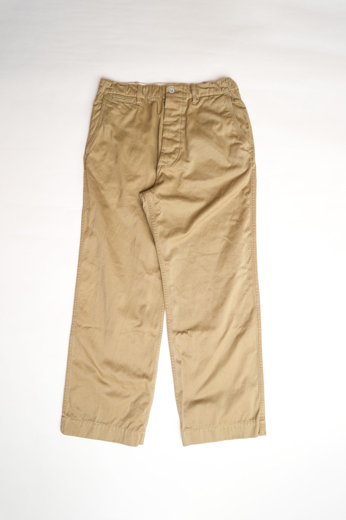 COTTON TWILL P-41 STYLE CHINO PANTS WITH STENCIL - BEIGE