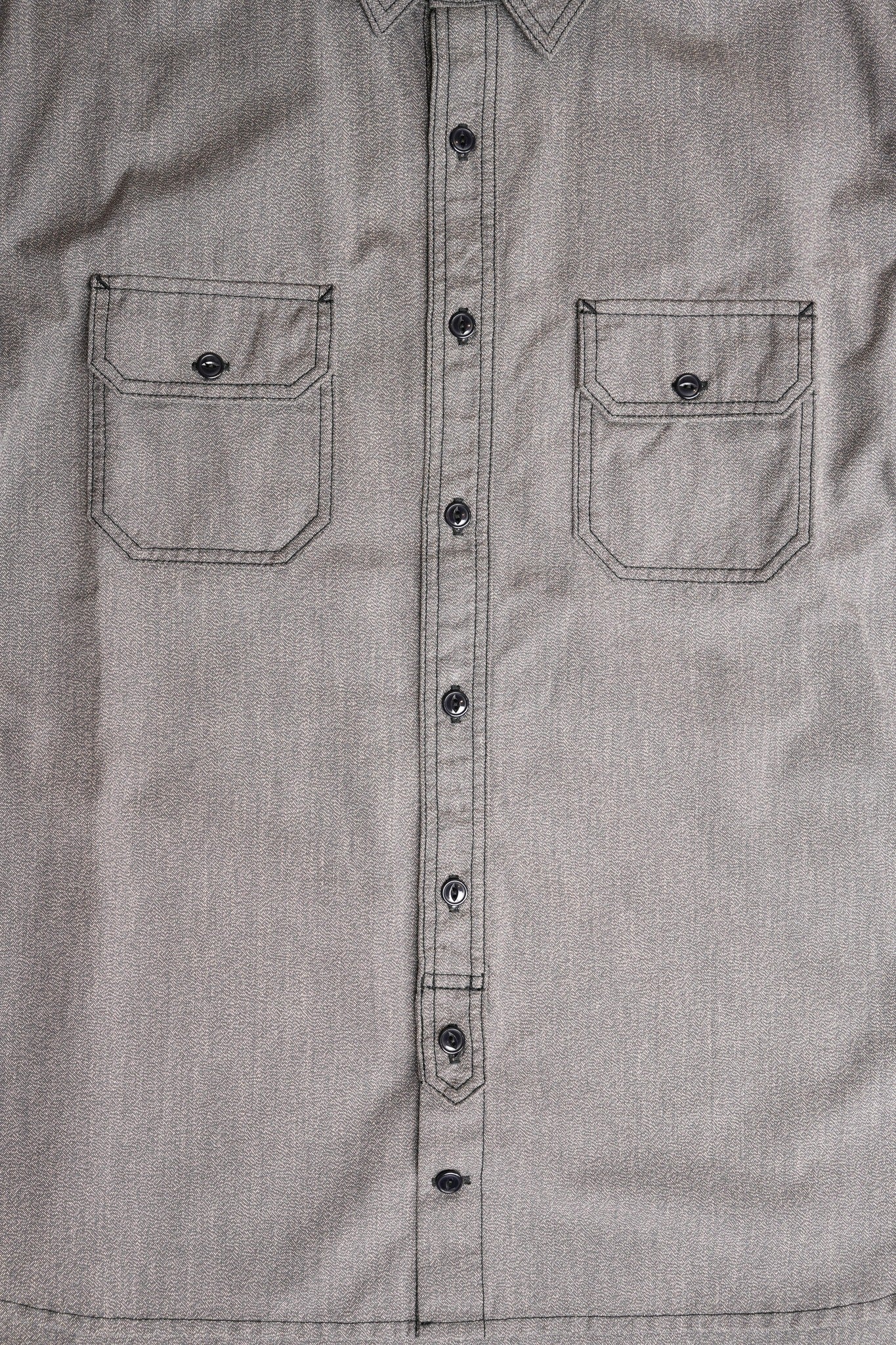 COTTON BLACK SHAMBRAY WORK SHIRT - BLACK