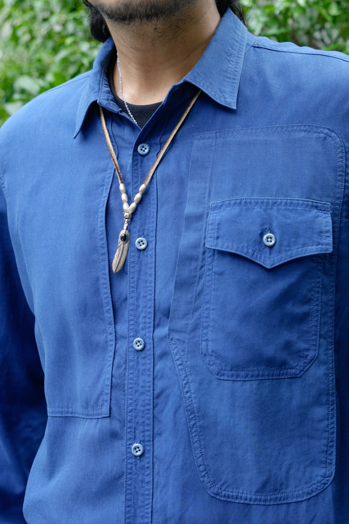 SILK AMERICAN SHIRT - INDIGO