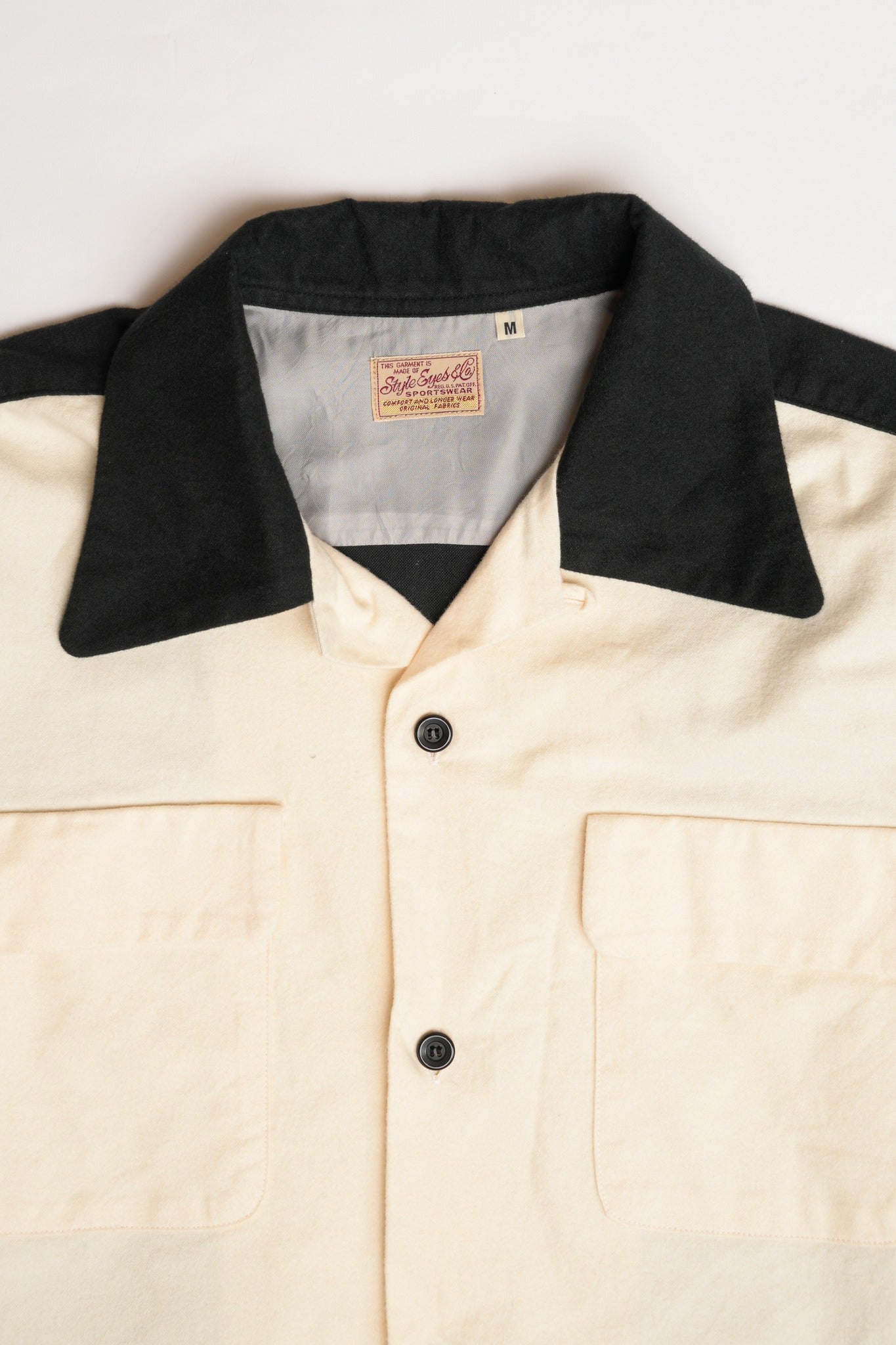 SE29578 SWITCHING FLANNEL SPORT SHIRT - OFF WHITE/BLACK