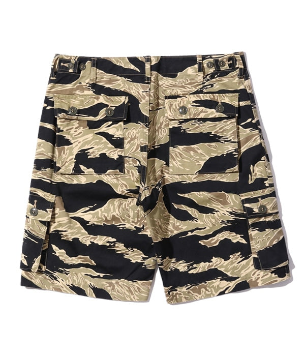 BR51904 GOLD TIGER PATTERNS SHORTS - BLACK