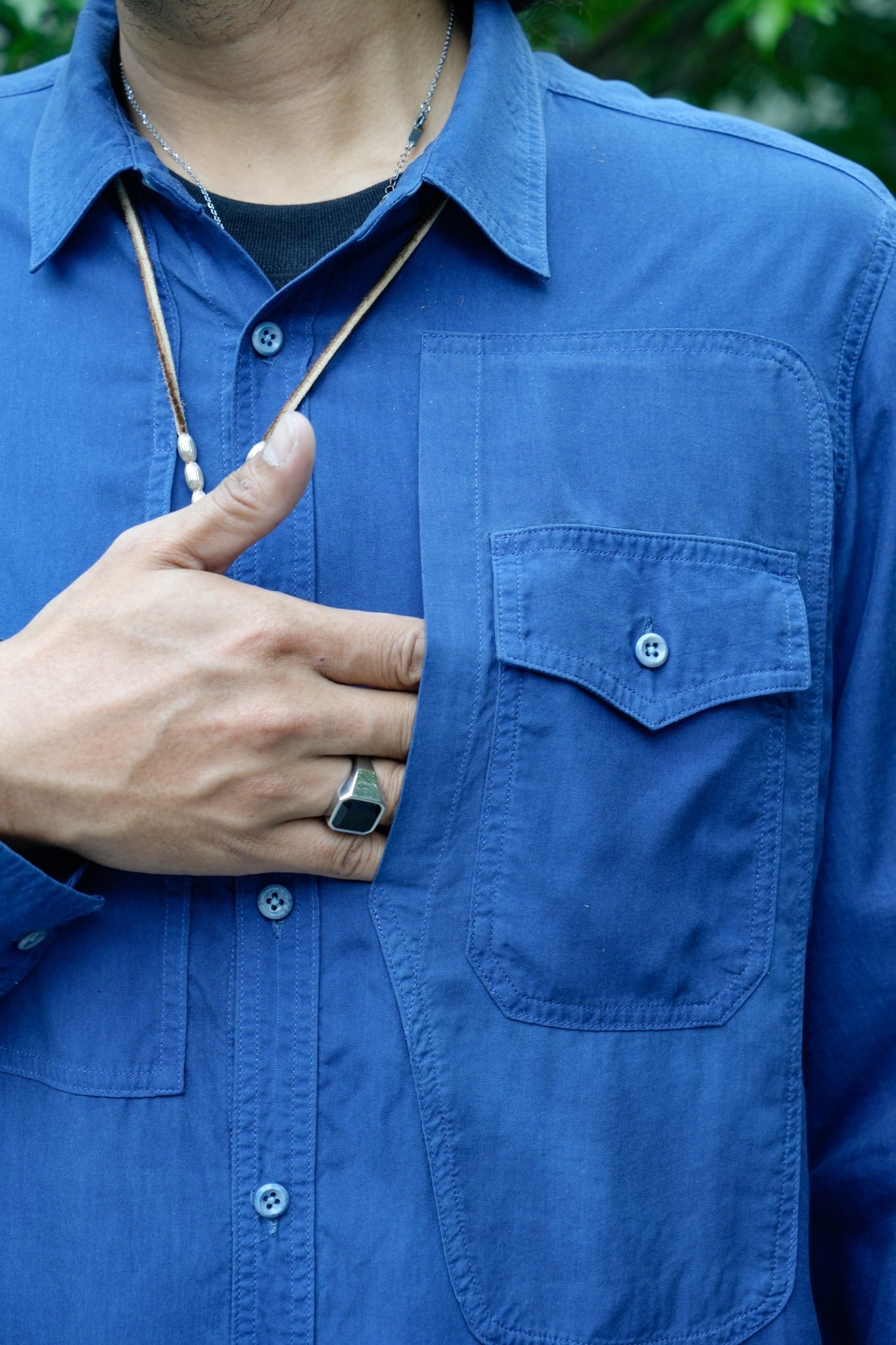 SILK AMERICAN SHIRT - INDIGO