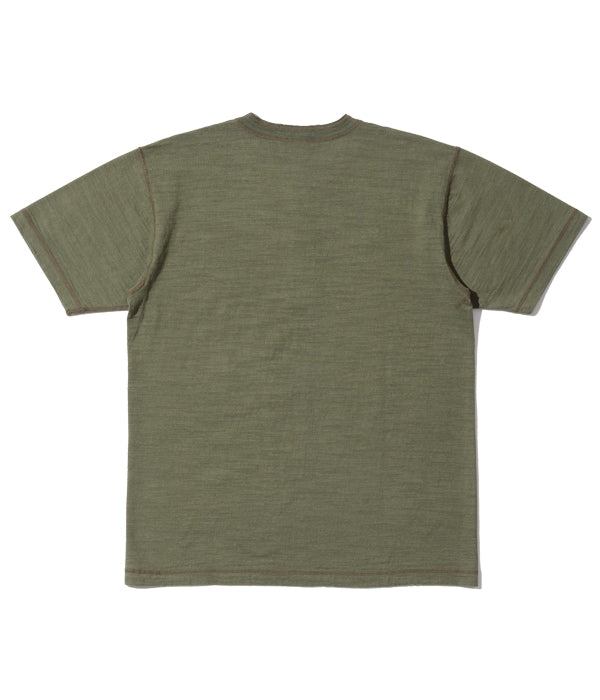 BR79192 SLUB YARN HENLEY NECK T-SHIRT - OLIVE