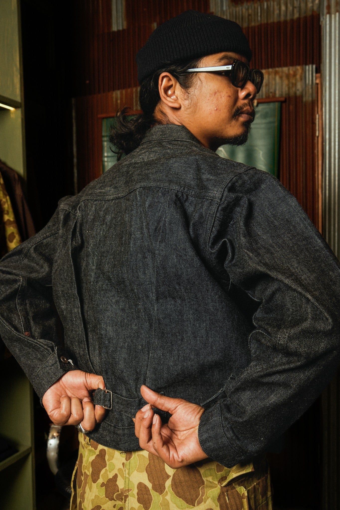 BR16042 WORLD WAR II BLACK DENIM BLOUSE - INDIGO