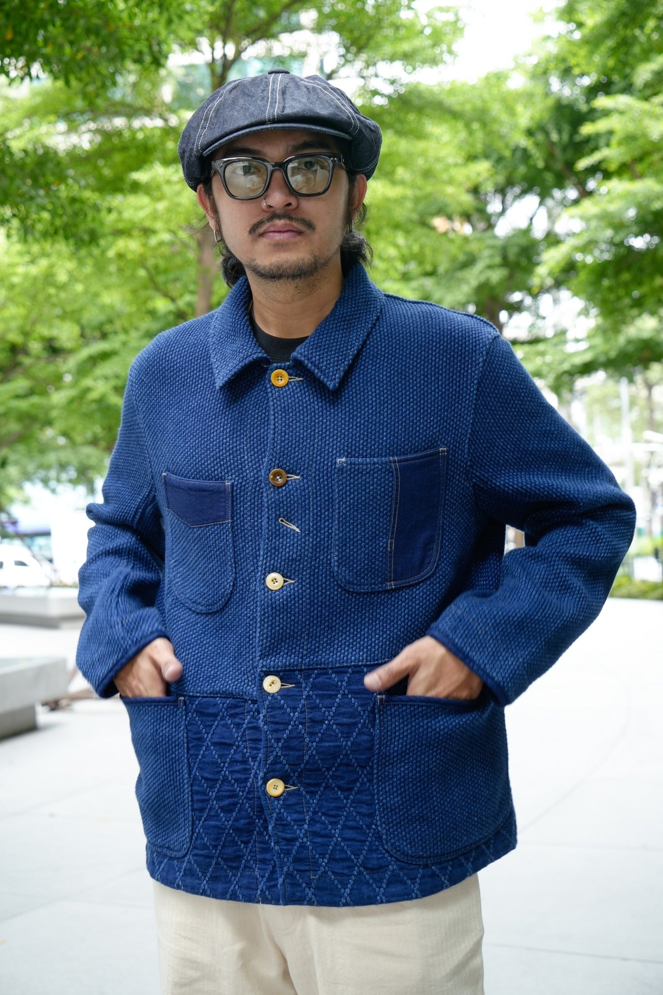 SUPER KENDO & SASHIKO FRENCH JACKET - INDIGO