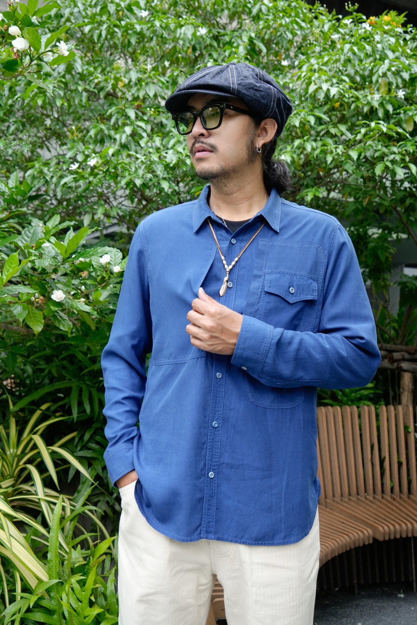 SILK AMERICAN SHIRT - INDIGO