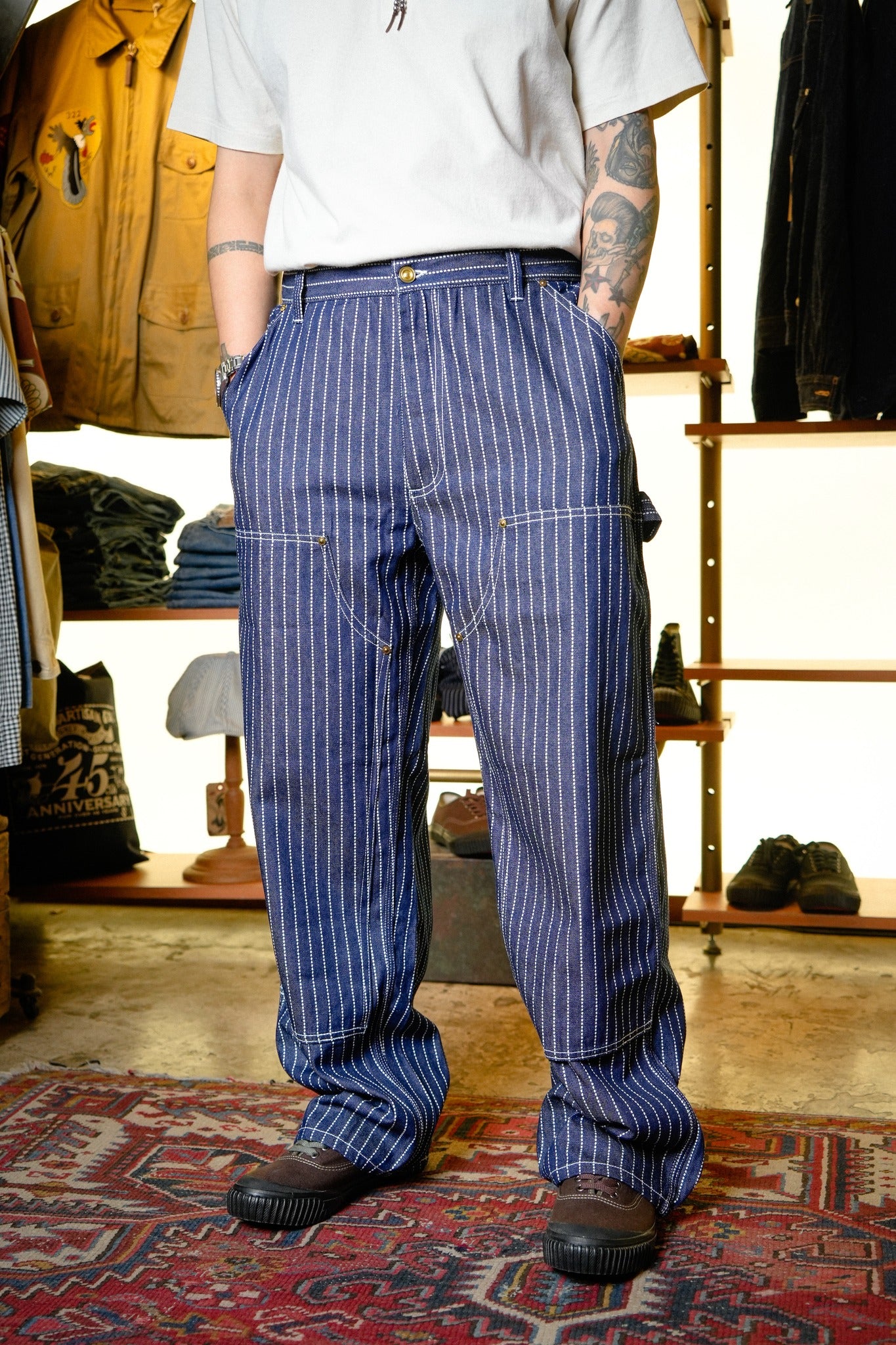 10165 WABASH DENIM DOUBLE KNEE PAINTER PANTS - INDIGO ONE WASH