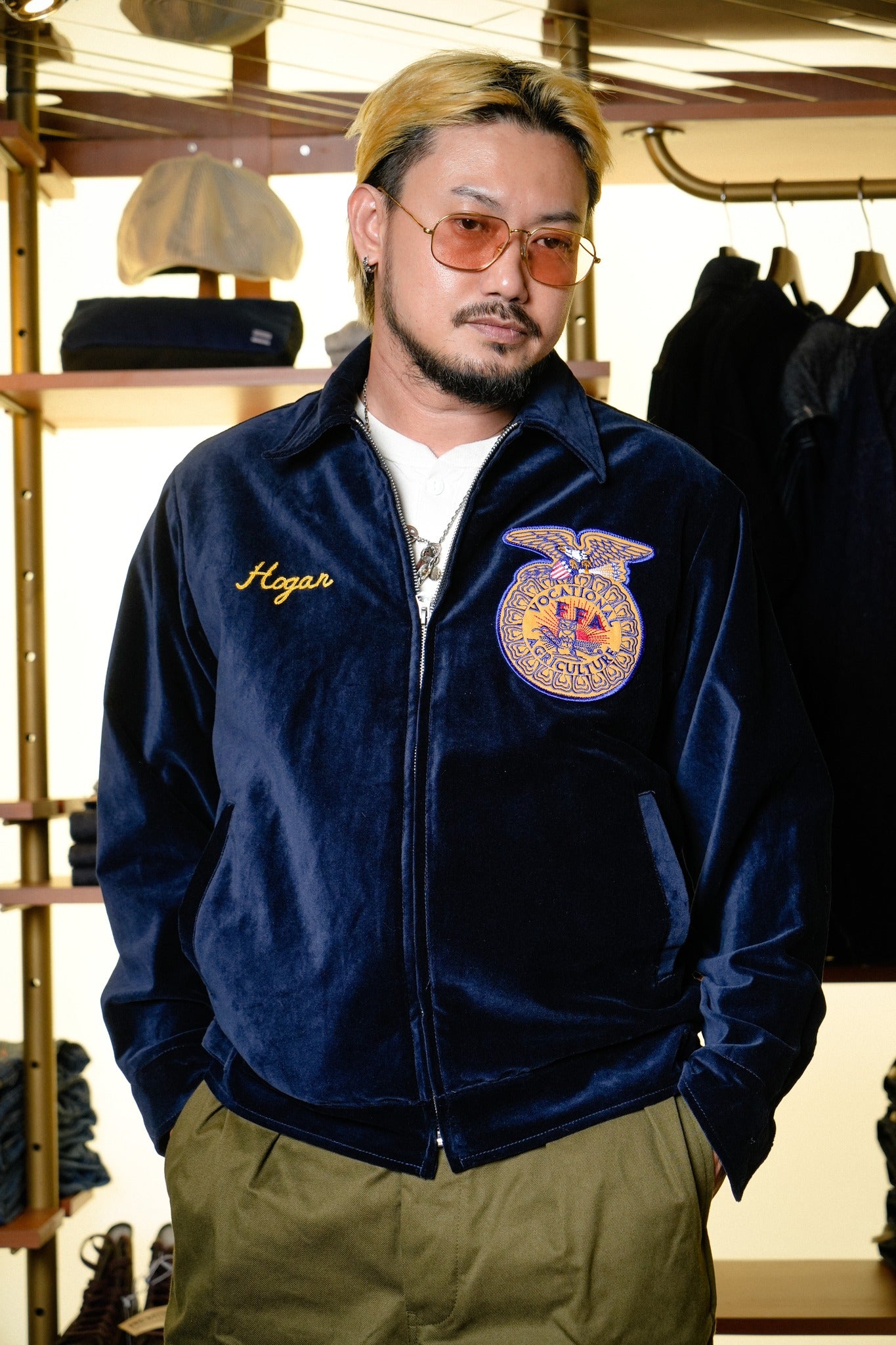 51509 COTTON VELVETEEN FFA JACKET - NAVY