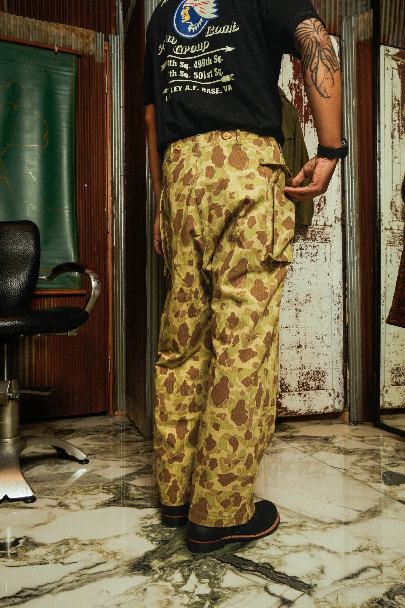 BR42585 TROUSERS HERRINGBONE TWILL CAMOUFLAGE - CAMOUFLAGE