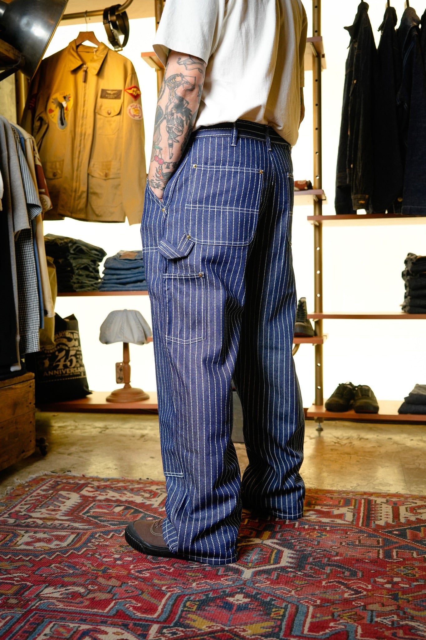 リアルマッコイズ　8HU INDIGO WABASH TCB ジーンズ 10165 WABASH DENIM DOUBLE KNEE PAINTER PANTS - INDIGO ONE WASH