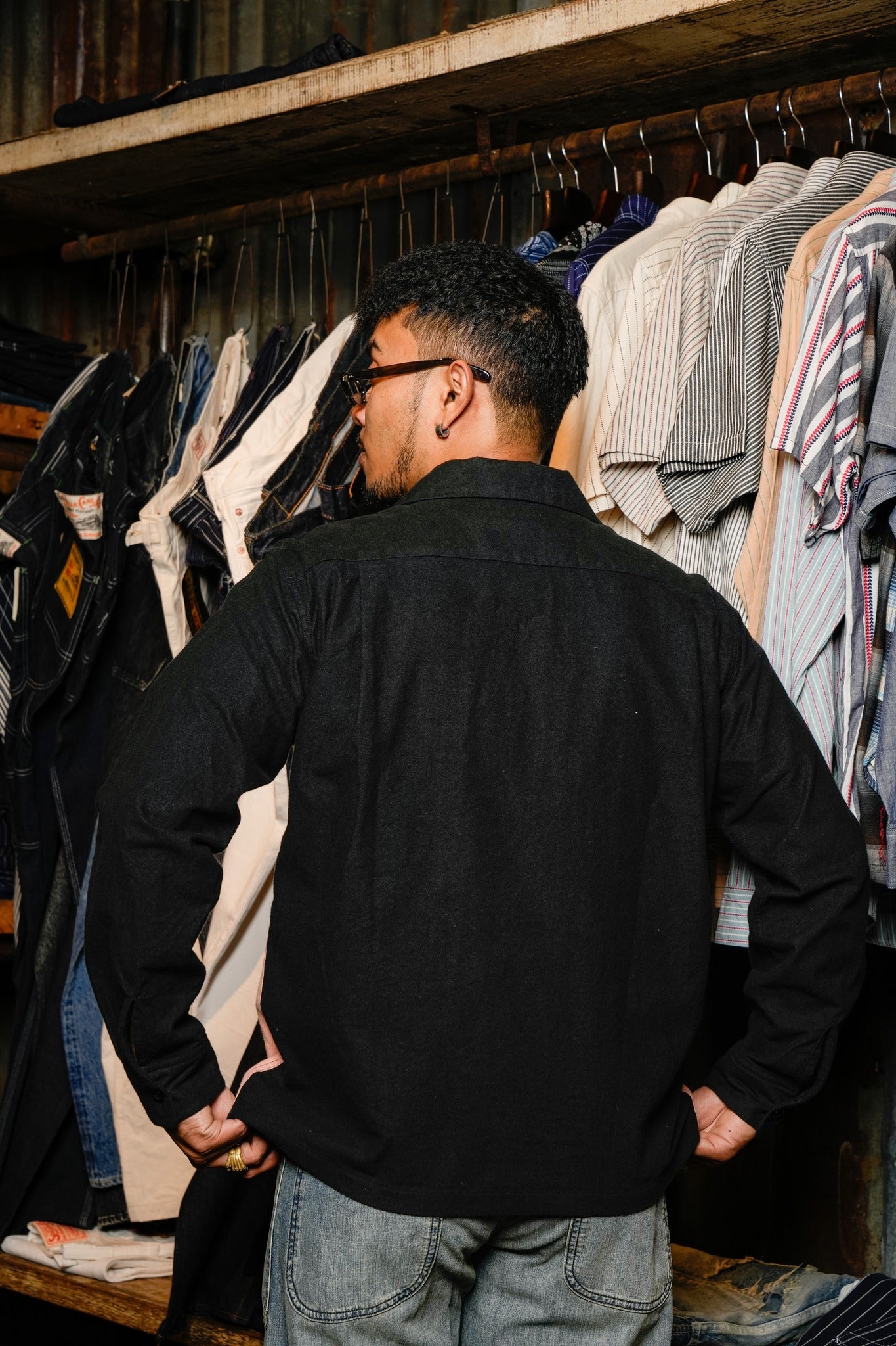 SE29578 SWITCHING FLANNEL SPORT SHIRT - PINK/BLACK