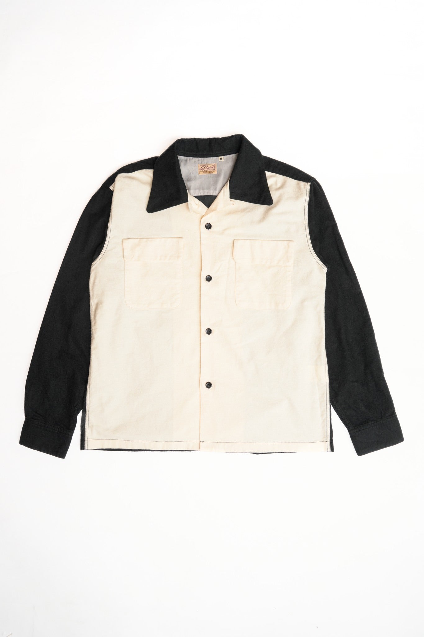 SE29578 SWITCHING FLANNEL SPORT SHIRT - OFF WHITE/BLACK