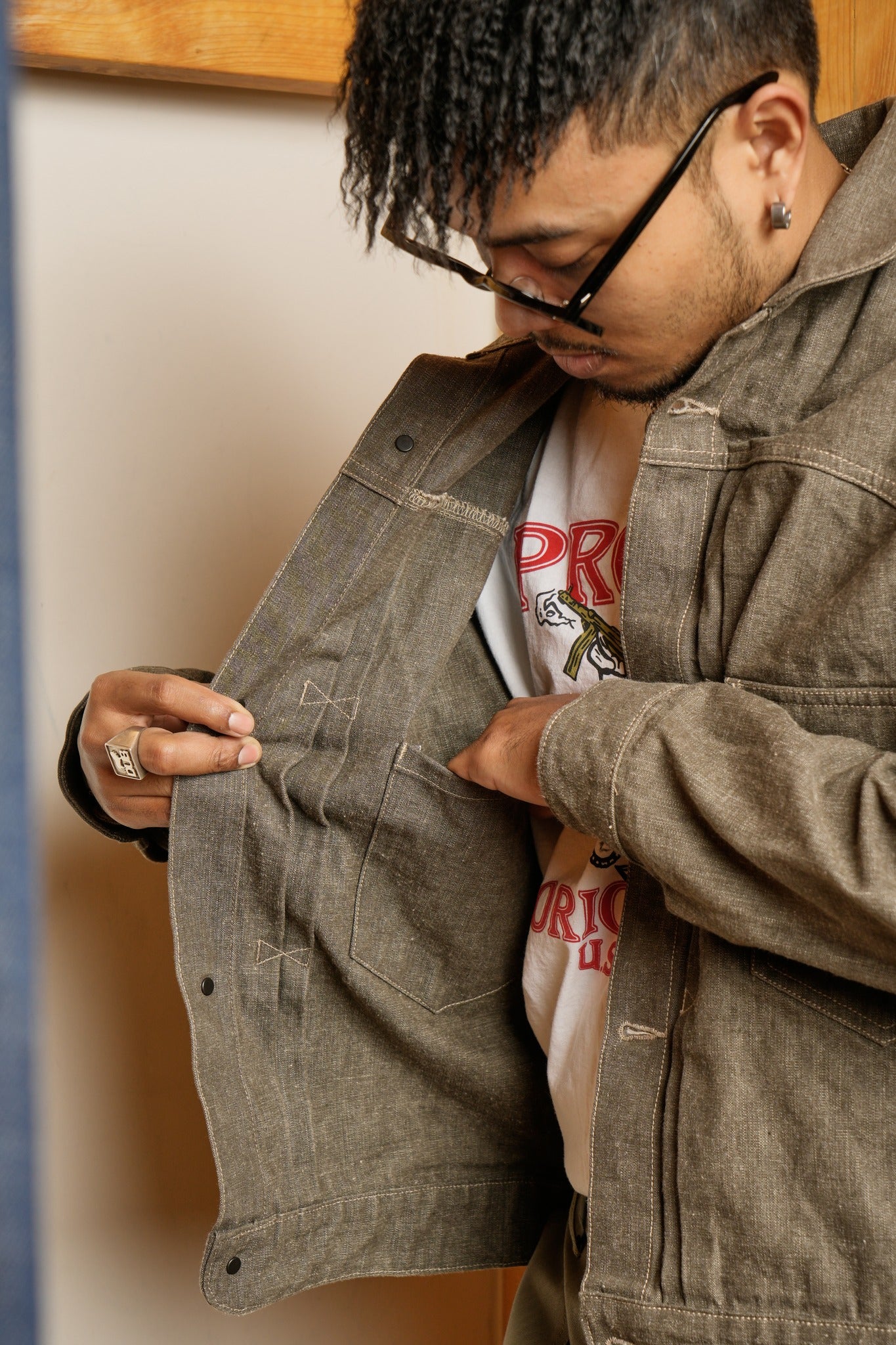 RODEO DUNGAREE JACKET - KHAKI