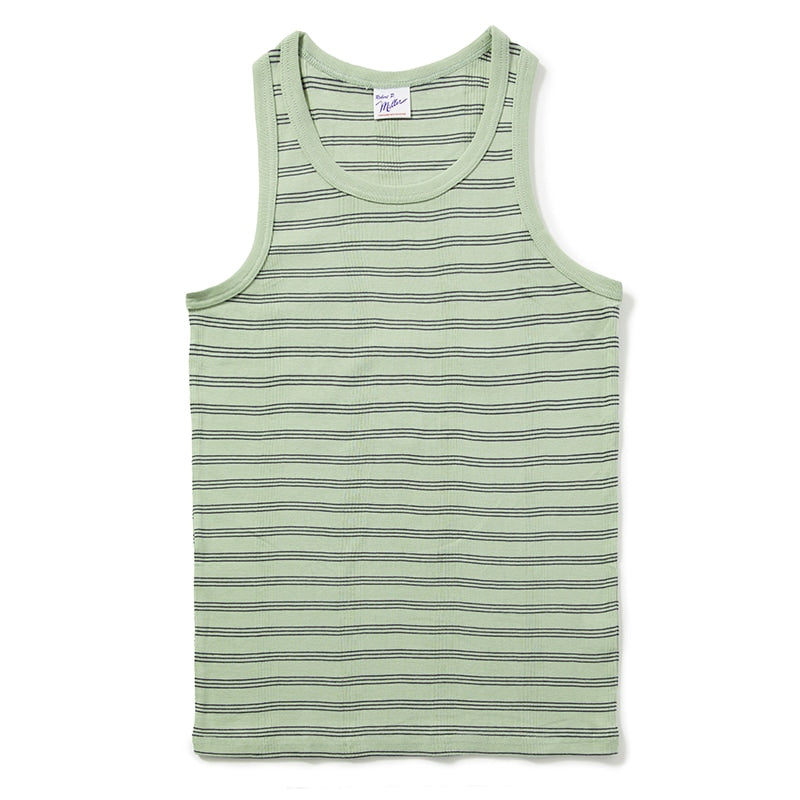 Panel ribbed tank top - MINT/NAVY