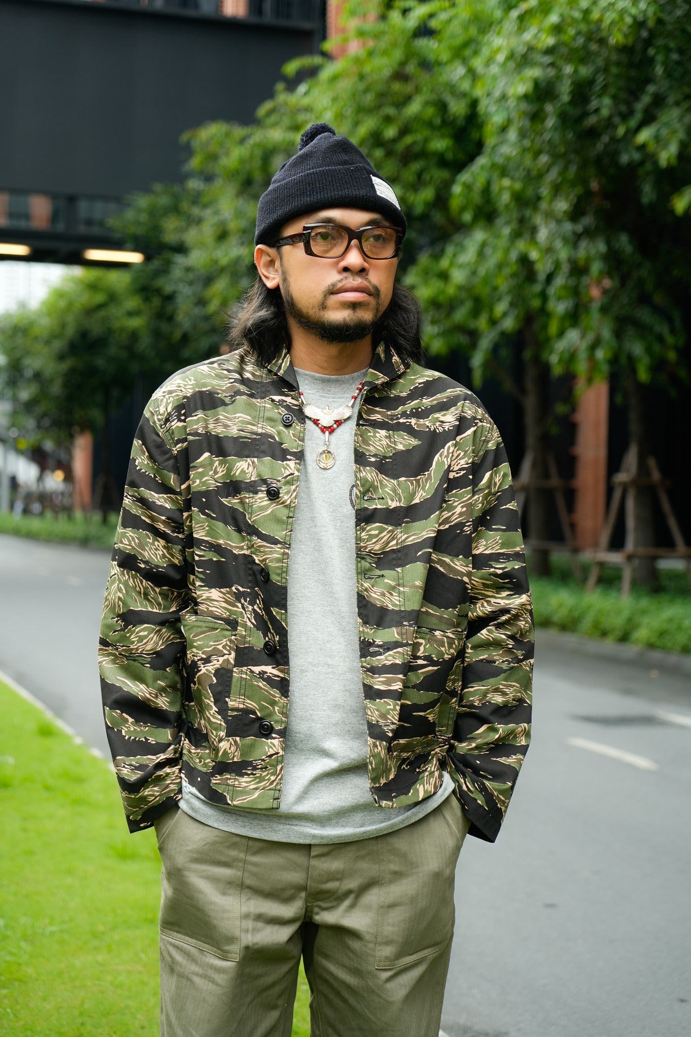Shawl Collar Jacket - Tiger Camo