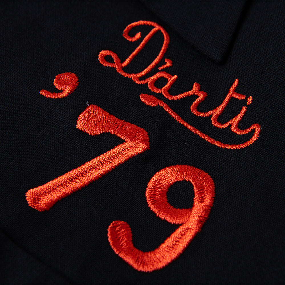 5743 EMBROIDERED BOWLING SHIRT - BLACK