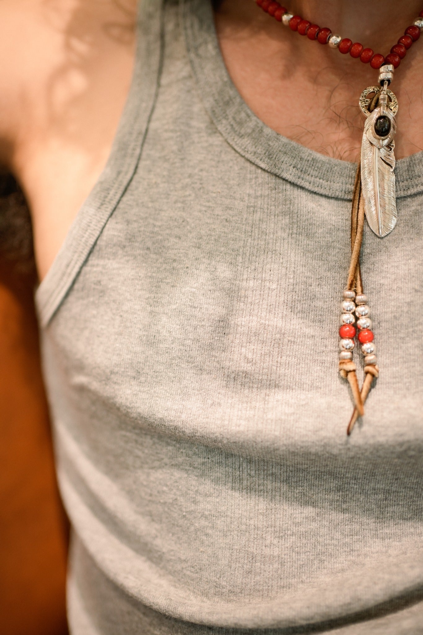 Panel ribbed tank top - GRAY