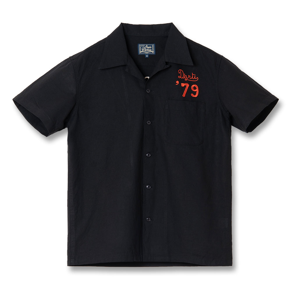 5743 EMBROIDERED BOWLING SHIRT - BLACK