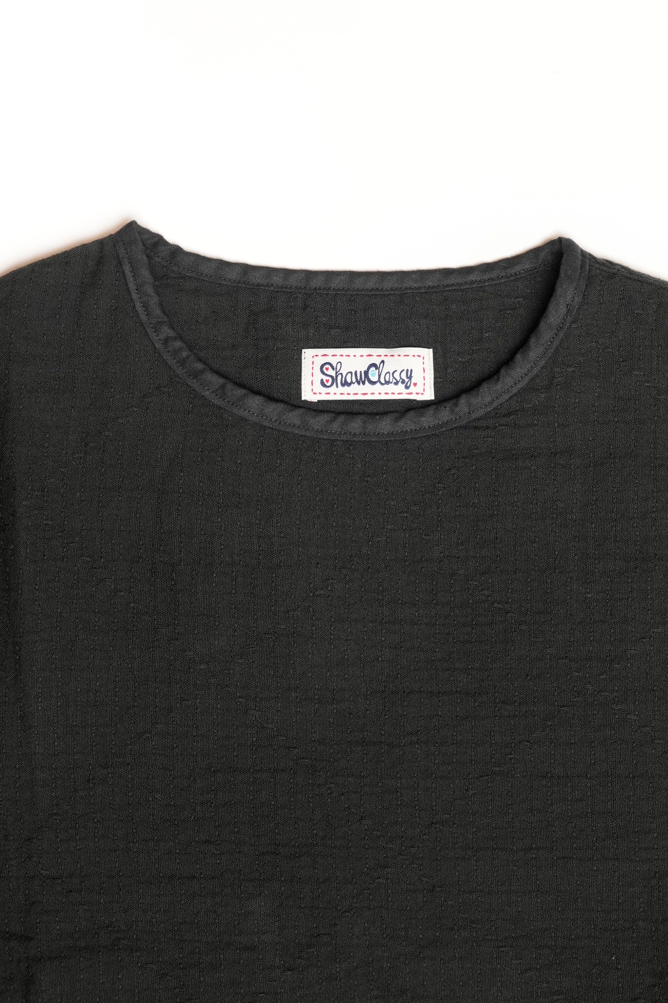 Lightweight Sashiko T-shirt  - BLACK