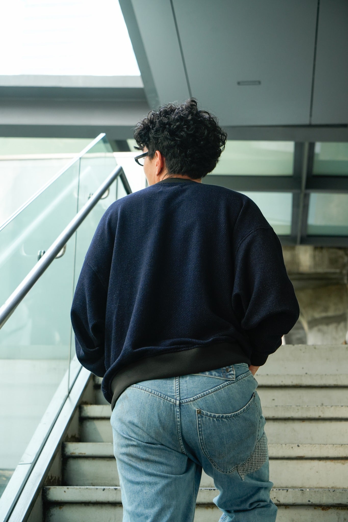 KNIT BORO SWEATSHIRT - INDIGO