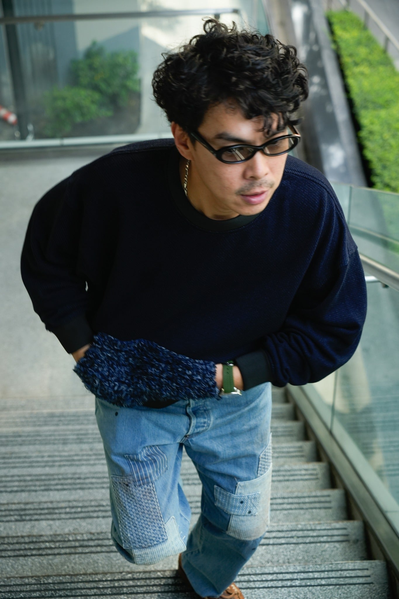 KNIT BORO SWEATSHIRT - INDIGO
