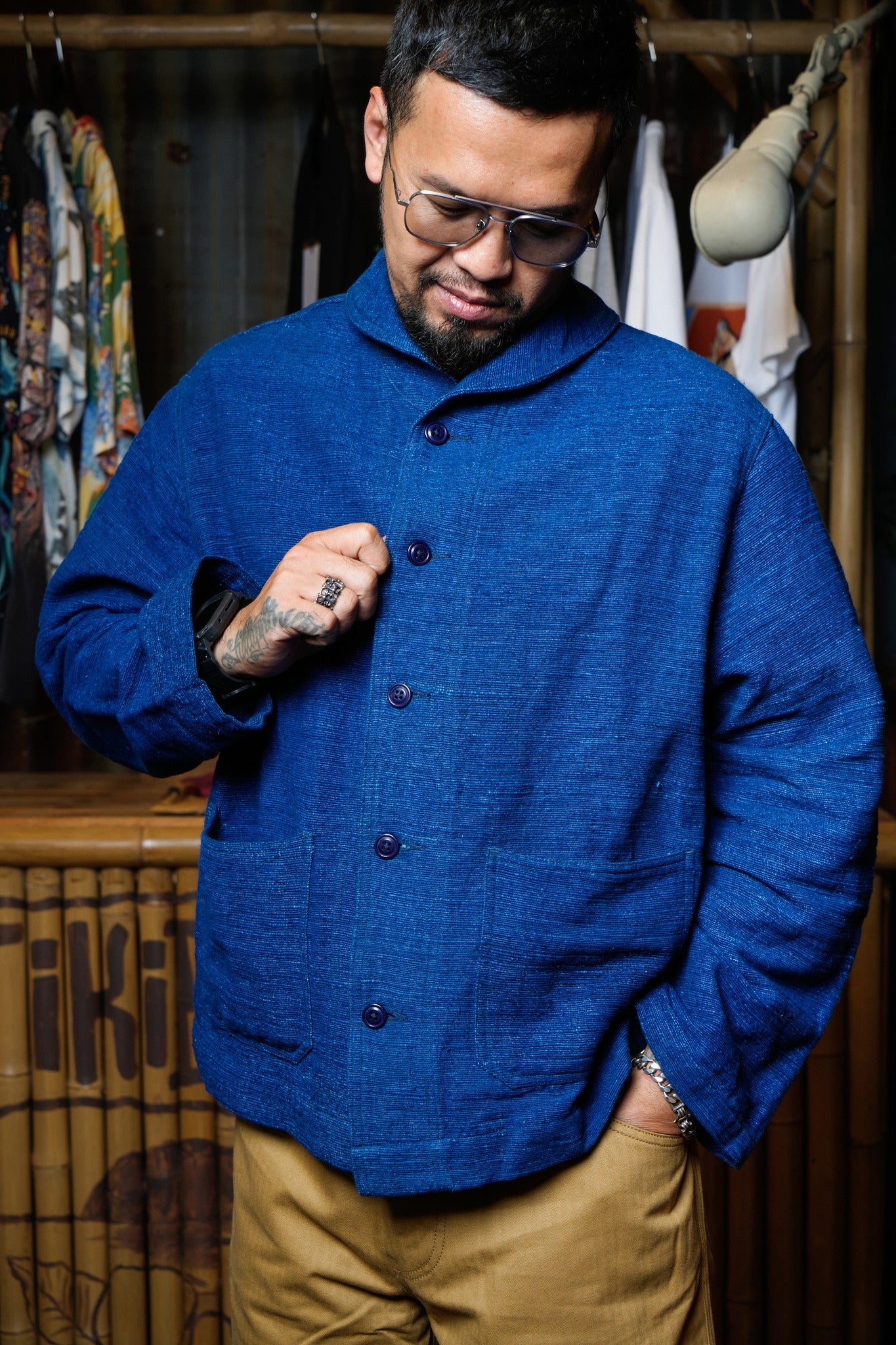 SHAW COLLAR JACKET - HANDLOOM INDIGO