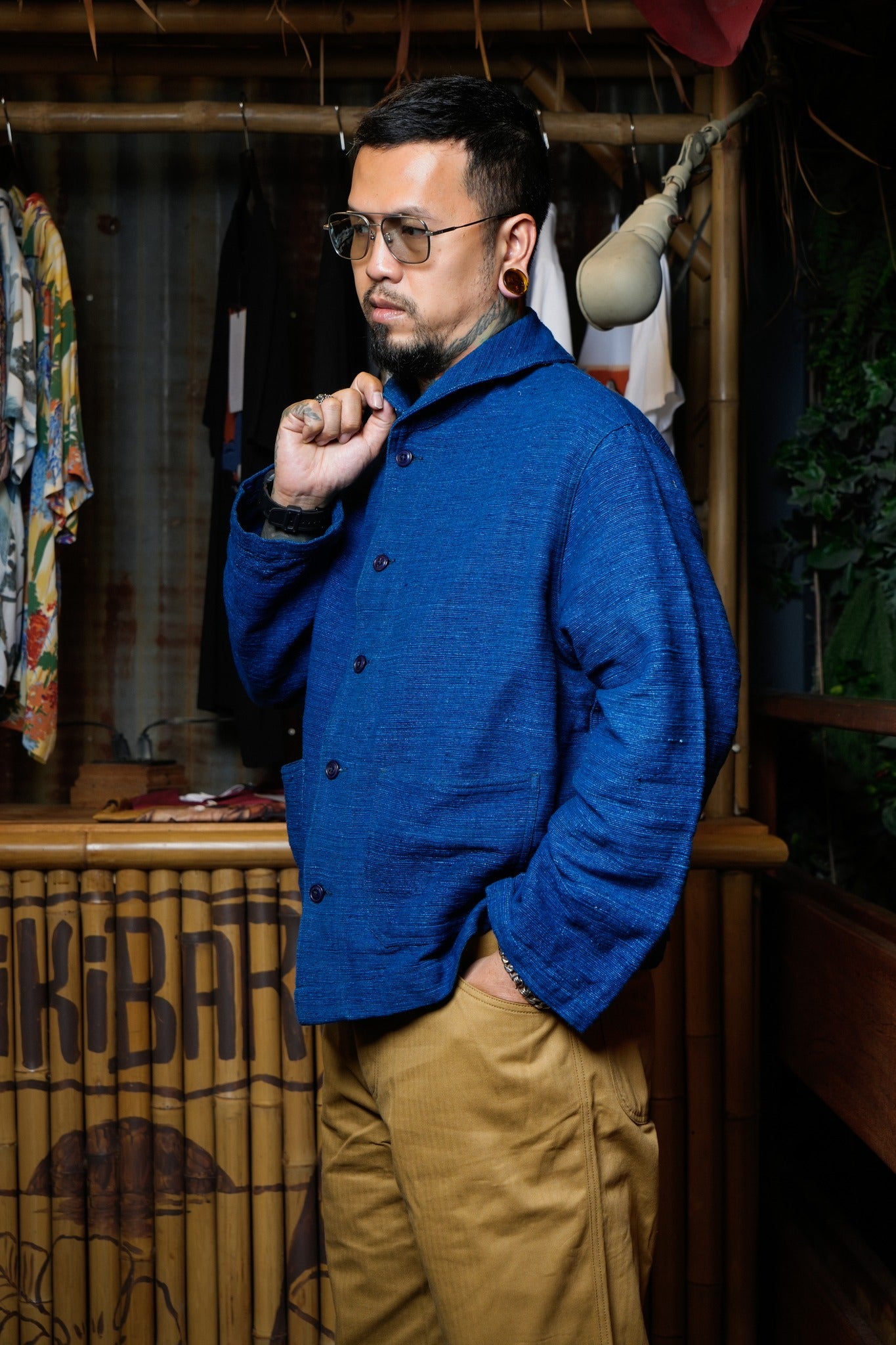 SHAW COLLAR JACKET - HANDLOOM INDIGO