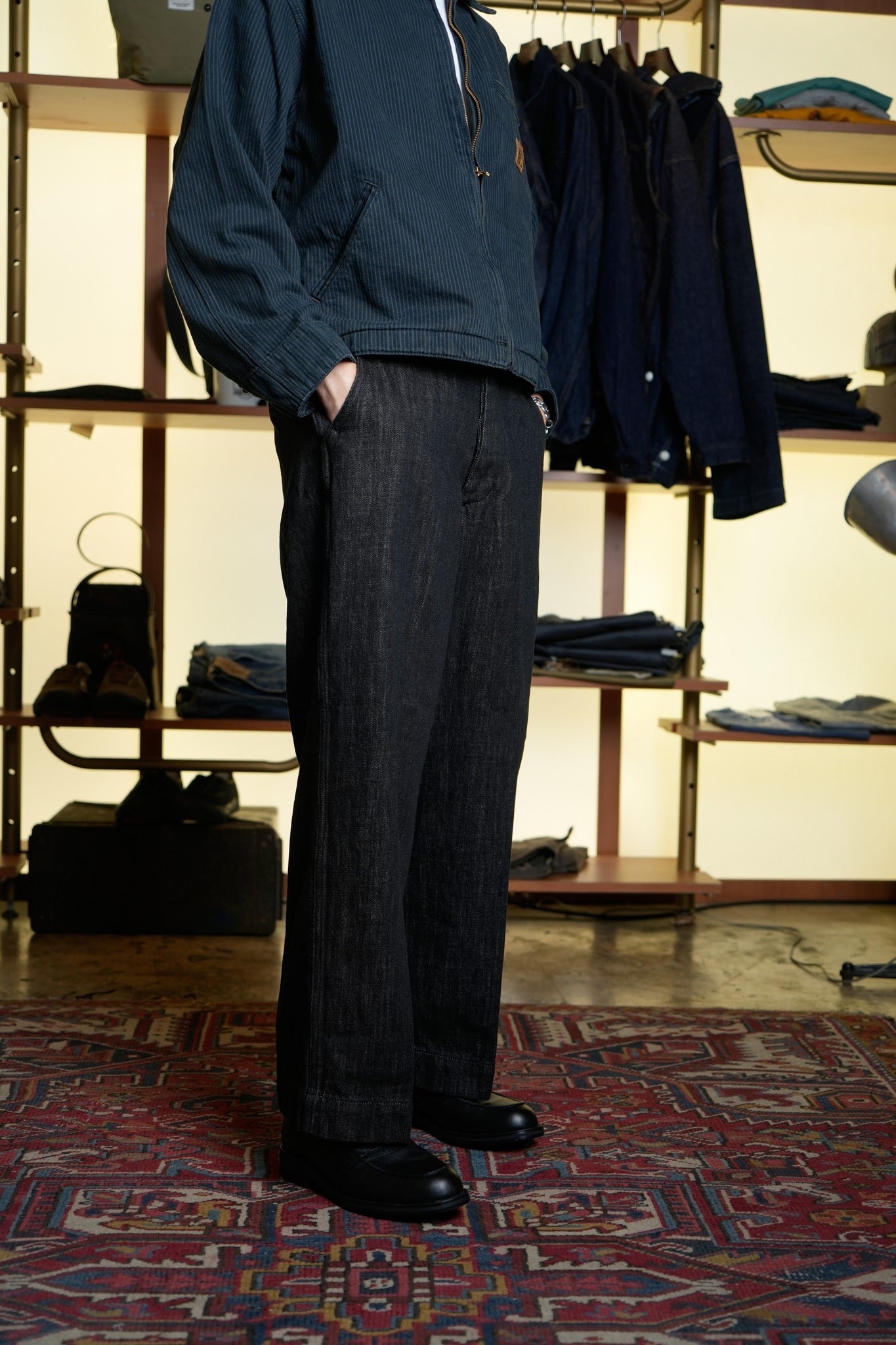 DENIM SLACKS - BLACK DENIM