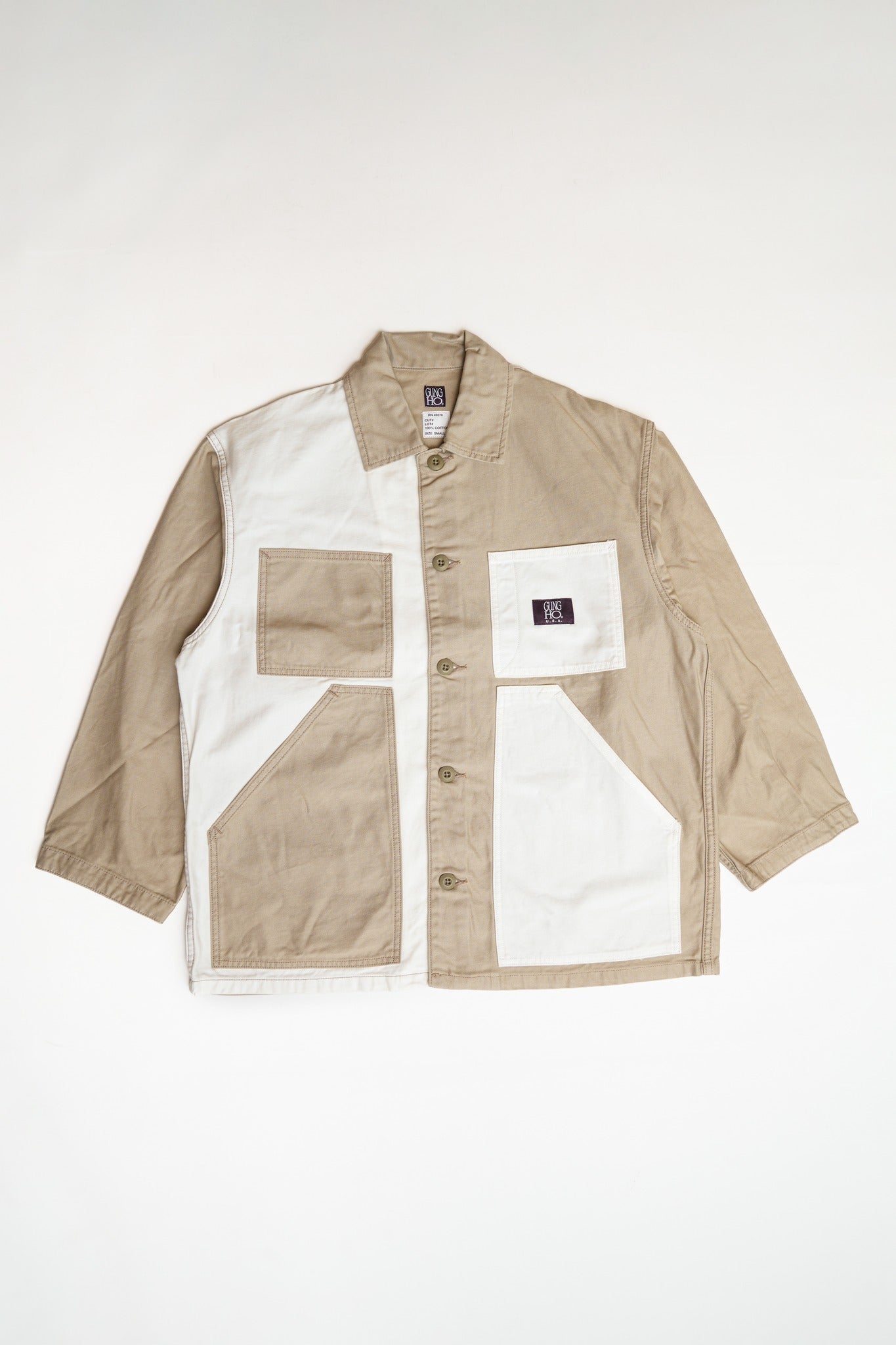 FATIGUE COVER JACKET (BACK SATIN) - WHITE/BEIGE