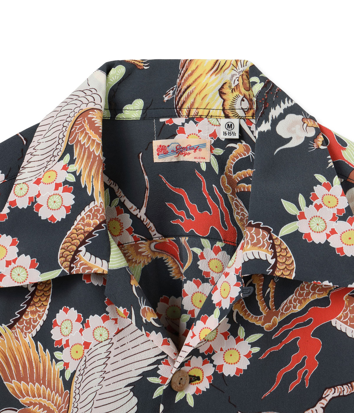 SS39414 RAYON HAWAIIAN SHIRT “THE TRIANGULAR FIGHT” - BLACK