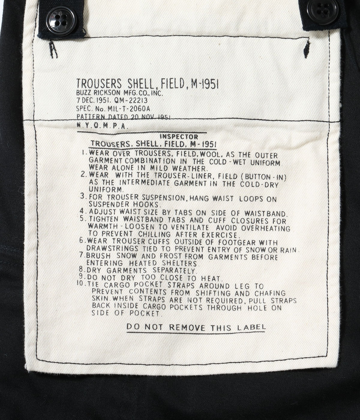 BR42592 WILLIAM GIBSON COLLECTION BLACK M-51 TROUSERS - BLACK