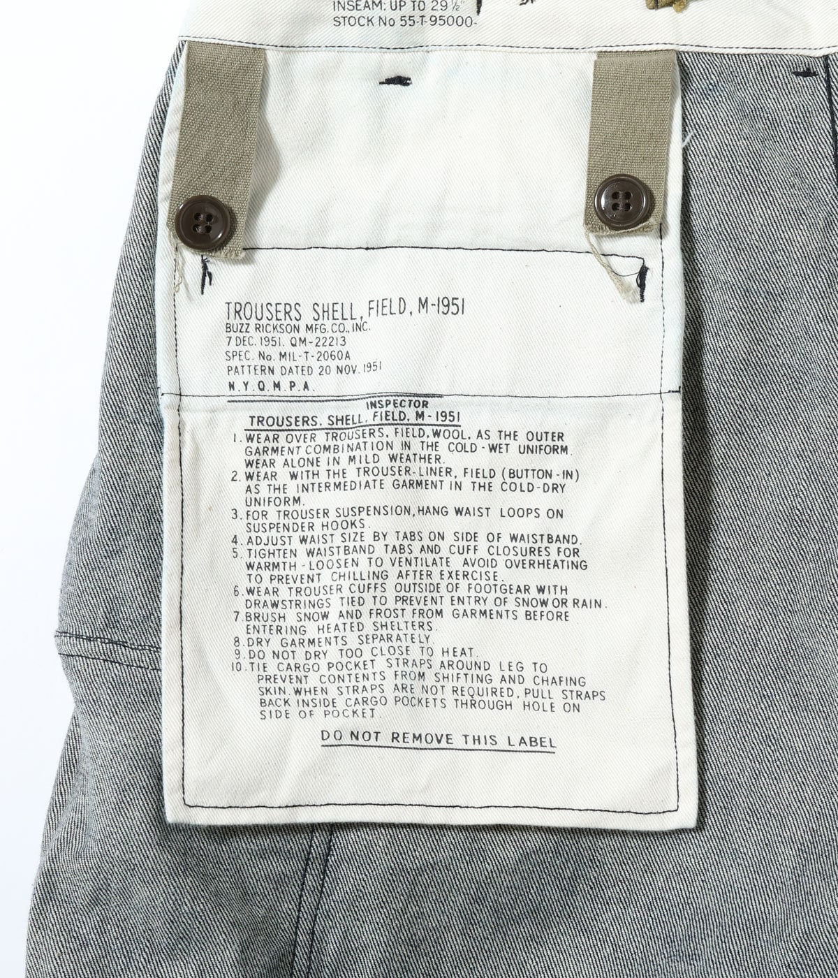 BR42586 TROUSERS SHELL FIELD Type M-51 “DENIM CIVILIAN MODEL” - INDIGO