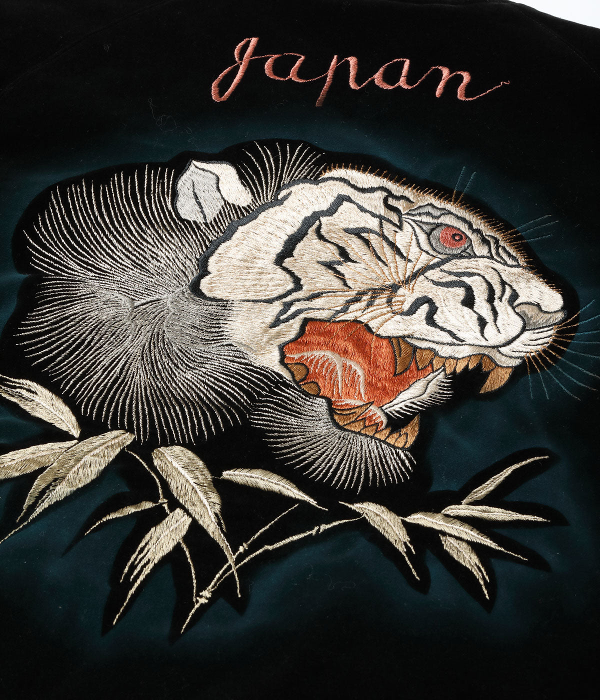 TT15809-119 Mid 1950s Style Velveteen × Acetate Quilted Souvenir Jacket “Stencil Paint” TOYO ENTERPRISE 60th Anniversary Special Edition “TIGER HEAD” × “EAGLE” - BLACK/GREEN