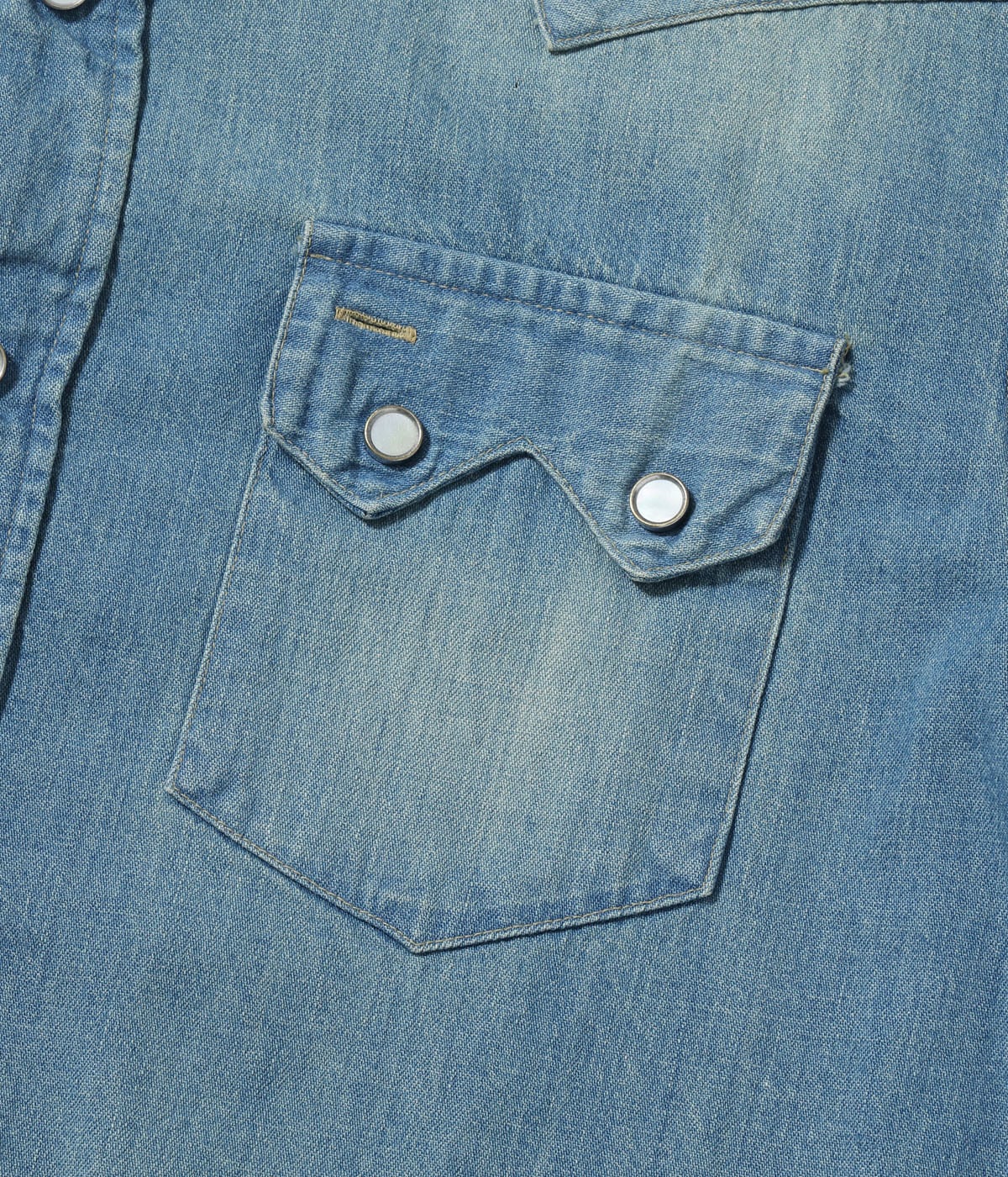 SC29684 BLUE DENIM WESTERN SHIRT AGED MODEL - INDIGO