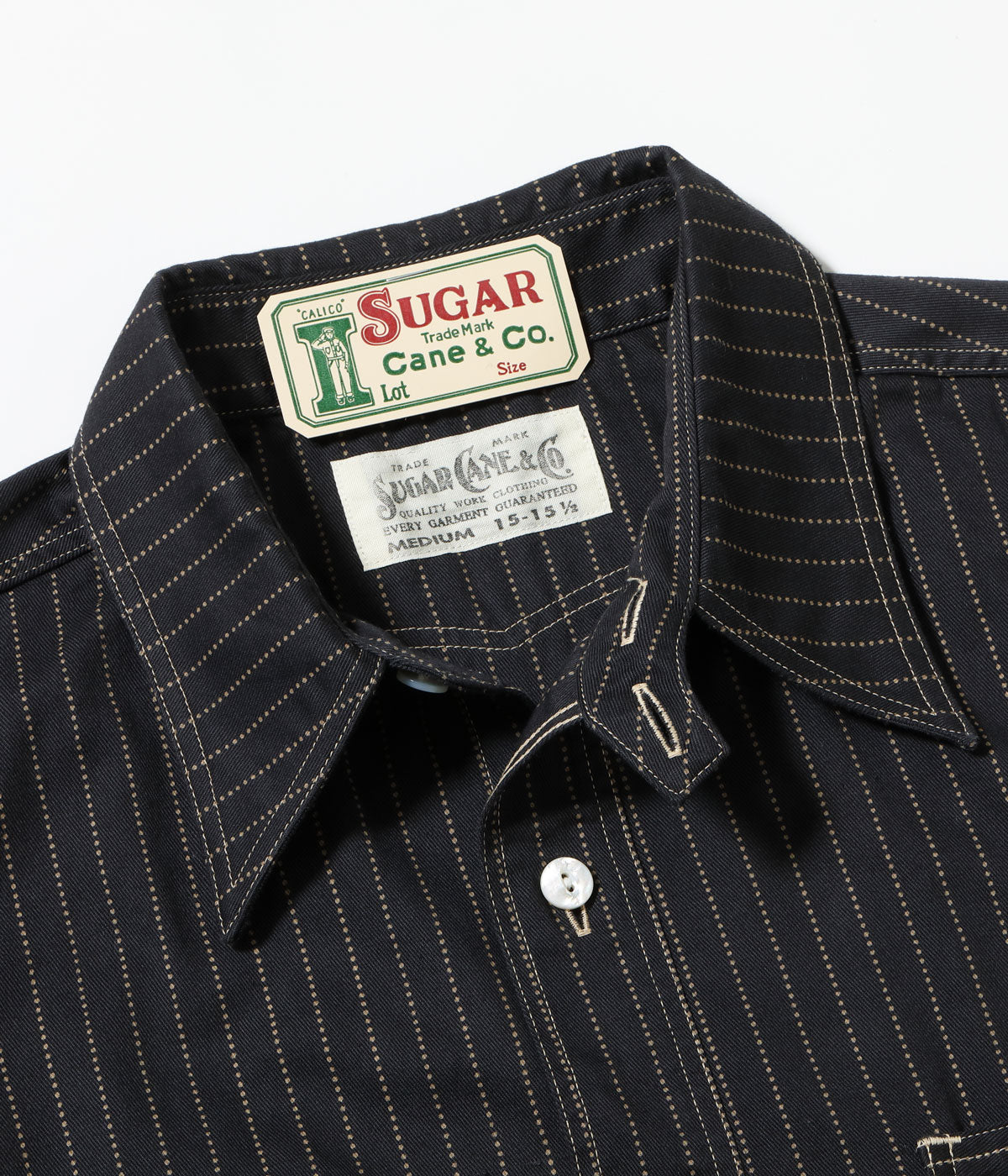 SC39702 FICTION ROMANCE 8.5oz. BLACK WABASH STRIPE WORK SHIRT (SHORT SLEEVE) - A.BLACK