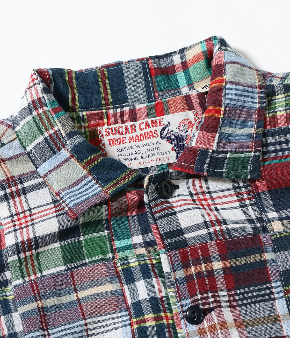 SC39739 MADRAS CHECK PATCHWORK OPEN SHIRT - RED
