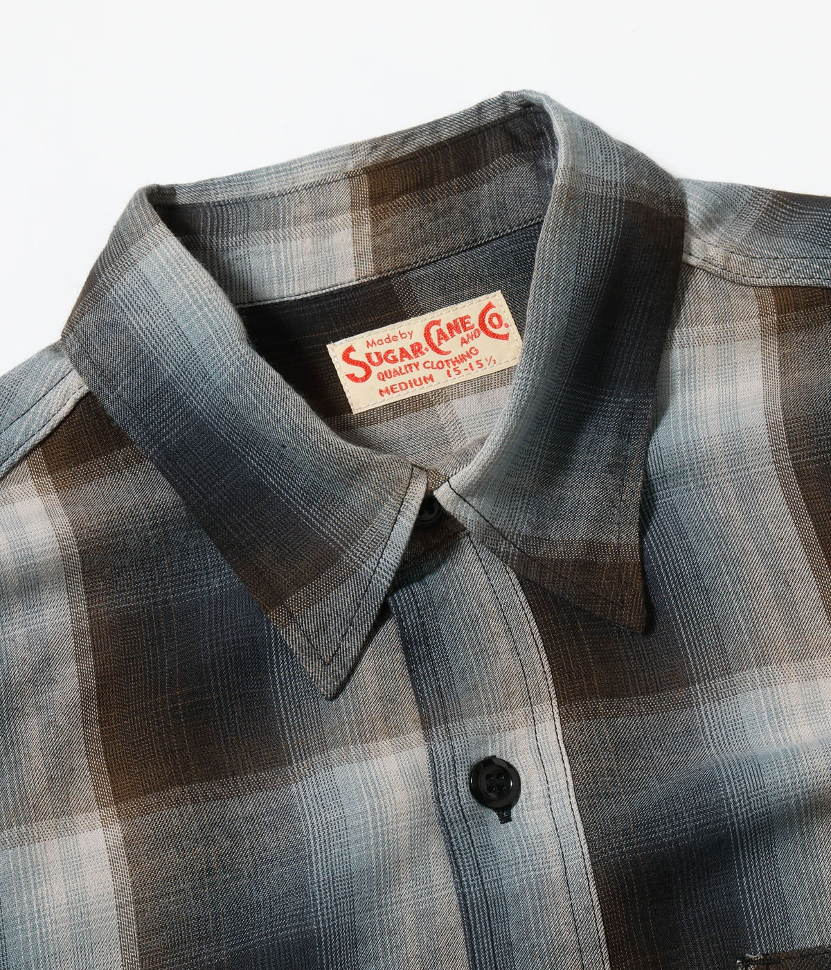 SC39726 RAYON TWILL CHECK WORK SHIRT - BLACK
