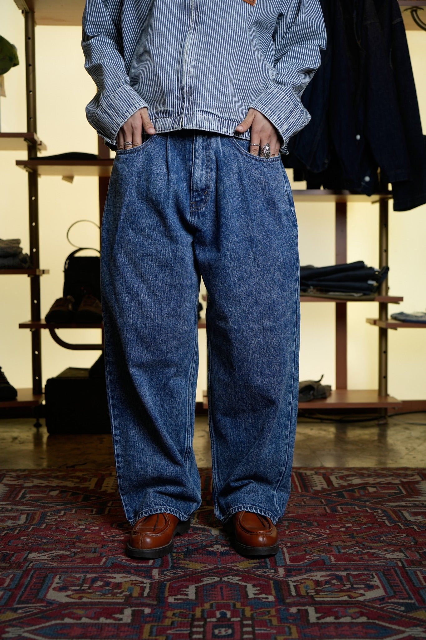 DENIM BAGGY PANTS - BLUE CHEMICAL