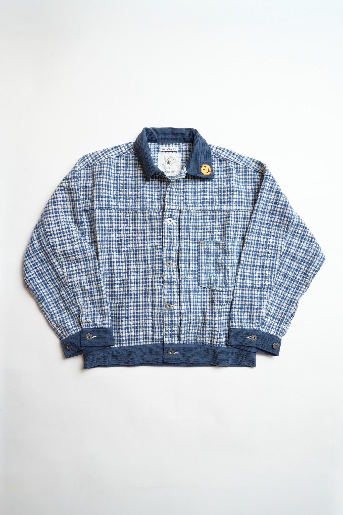 OTOP HAND WOVEN NATURAL INDIGO X WHITE COTTON TYPE 1 OVERSIXED JACKET - INDIGO