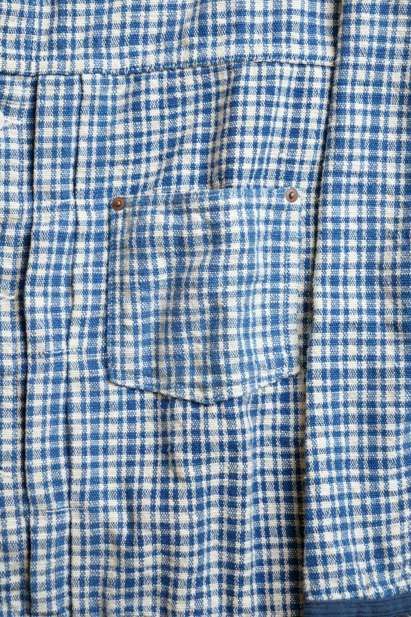 OTOP HAND WOVEN NATURAL INDIGO X WHITE COTTON TYPE 1 OVERSIXED JACKET - INDIGO