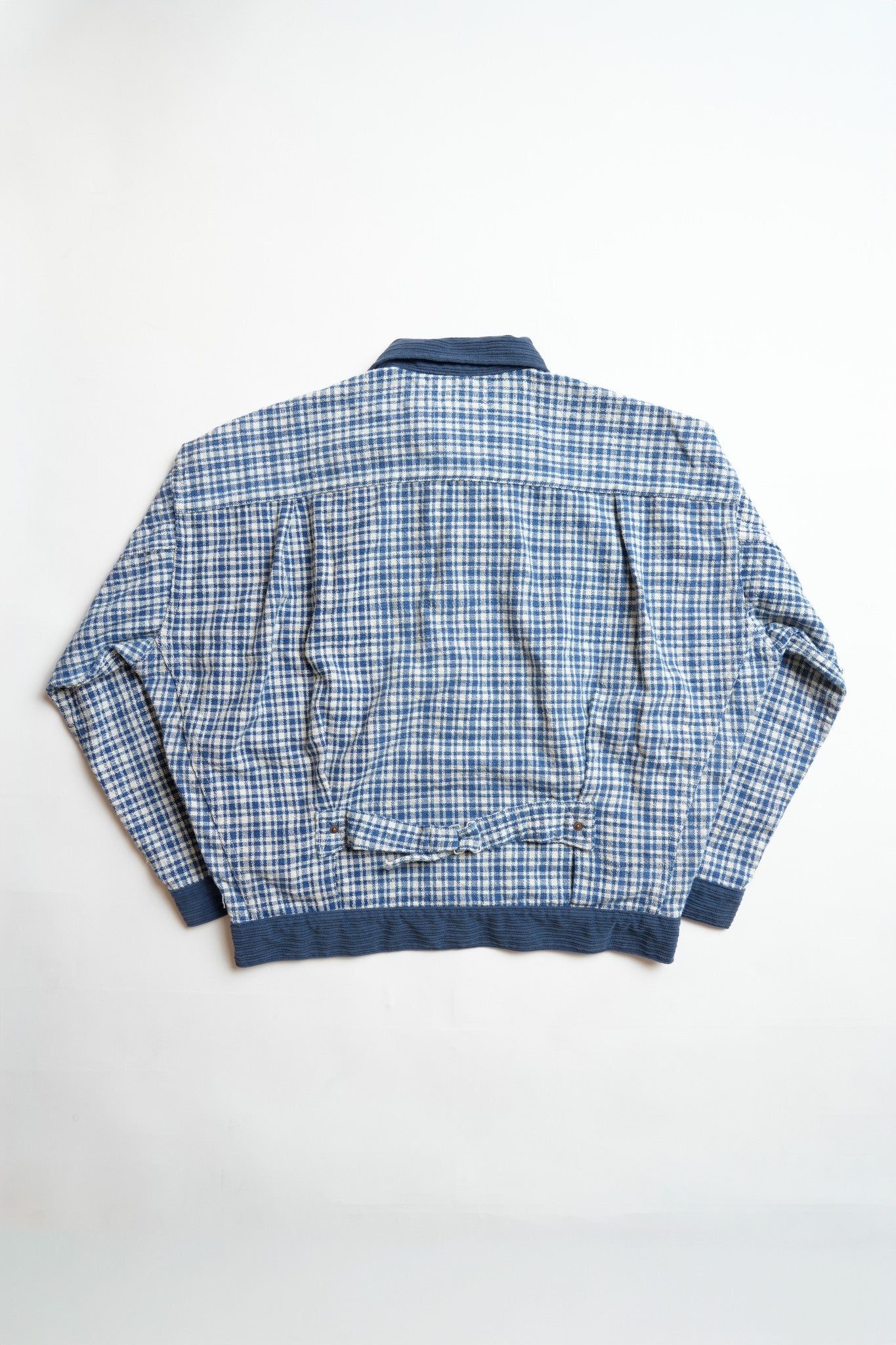 OTOP HAND WOVEN NATURAL INDIGO X WHITE COTTON TYPE 1 OVERSIXED JACKET - INDIGO