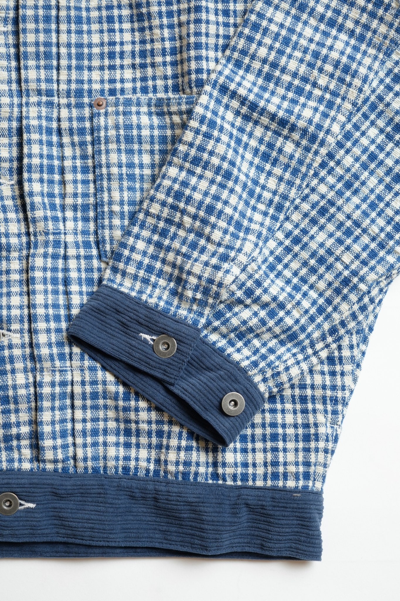 OTOP HAND WOVEN NATURAL INDIGO X WHITE COTTON TYPE 1 OVERSIXED JACKET - INDIGO