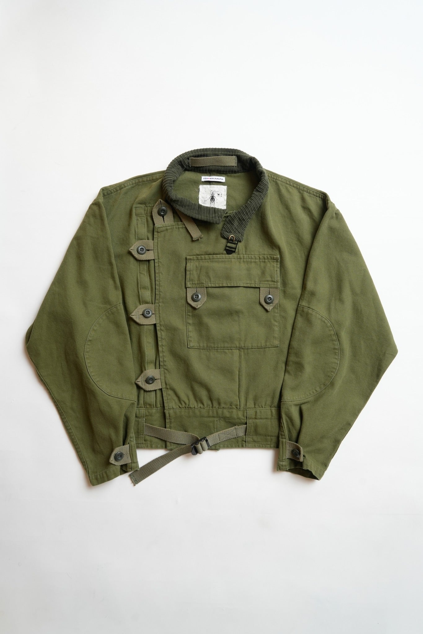 COTTON LIGHT CANVAS SWEDISH VINTAGE MOTORCYCLE JACKET - GREEN