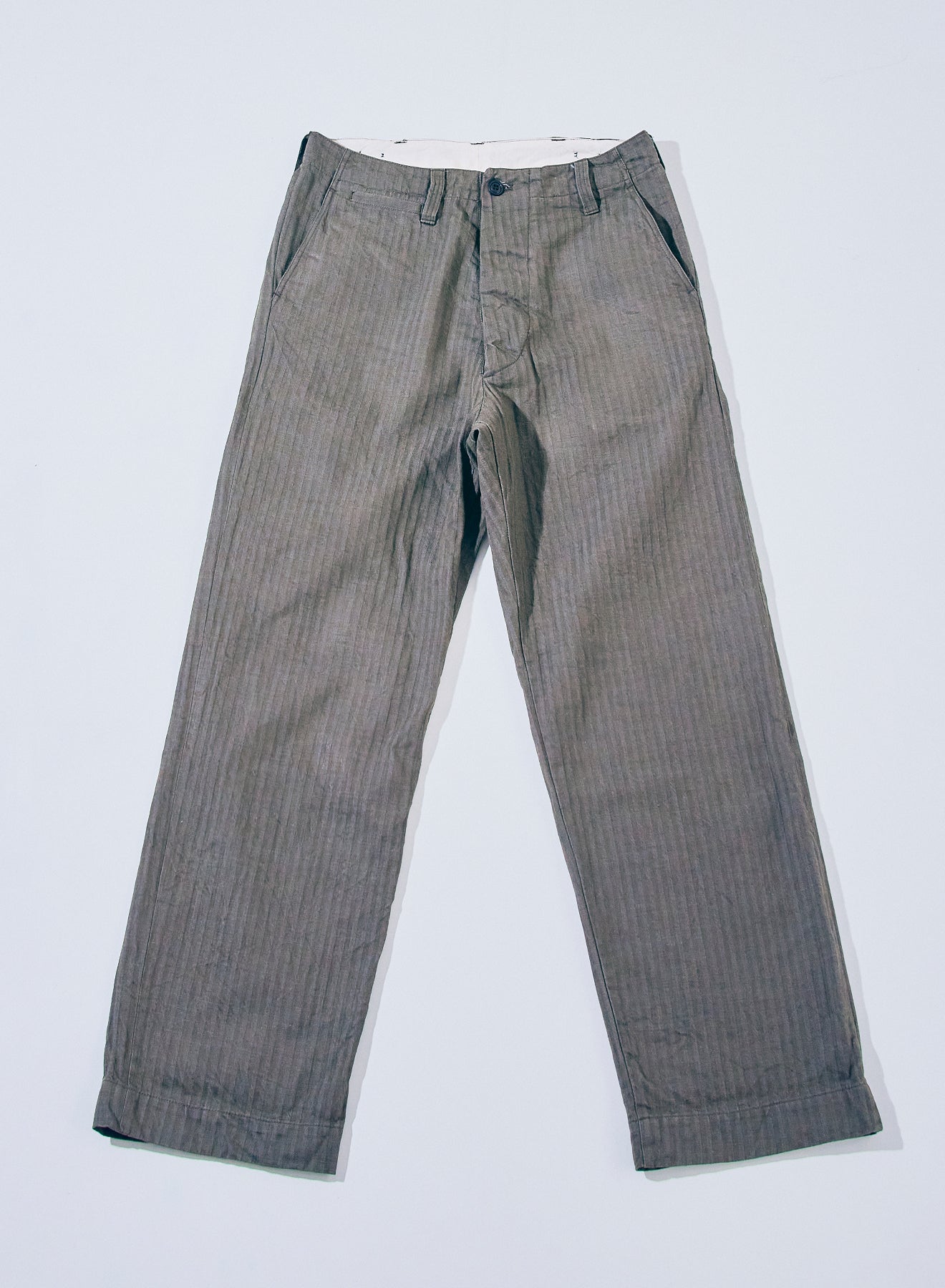 SWC600C-HBII 13oz Herringbone Wide Trousers - OLIVE