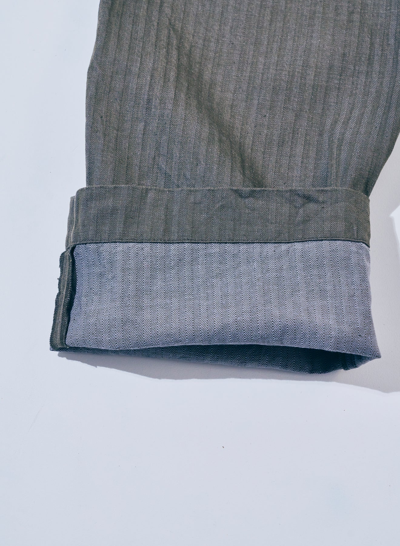 SWC600C-HBII 13oz Herringbone Wide Trousers - OLIVE